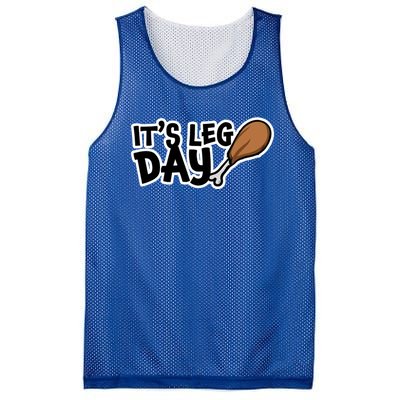 Turkey It's Leg Day Gift Workout Funny Thanksgiving Gift Mesh Reversible Basketball Jersey Tank