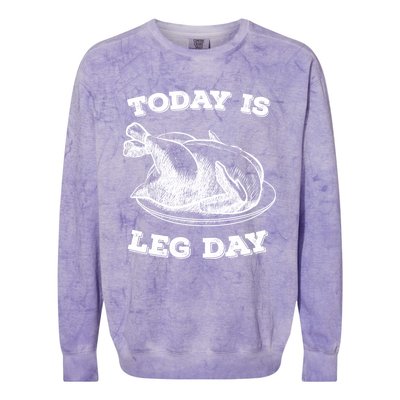 Turkey It's Leg Day Gift Workout Gift Funny Thanksgiving Gift Colorblast Crewneck Sweatshirt