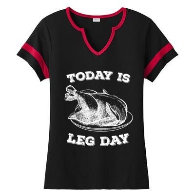 Turkey It's Leg Day Gift Workout Gift Funny Thanksgiving Gift Ladies Halftime Notch Neck Tee