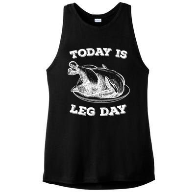 Turkey It's Leg Day Gift Workout Gift Funny Thanksgiving Gift Ladies PosiCharge Tri-Blend Wicking Tank