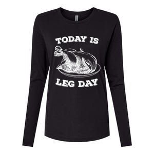 Turkey It's Leg Day Gift Workout Gift Funny Thanksgiving Gift Womens Cotton Relaxed Long Sleeve T-Shirt