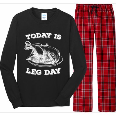 Turkey It's Leg Day Gift Workout Gift Funny Thanksgiving Gift Long Sleeve Pajama Set