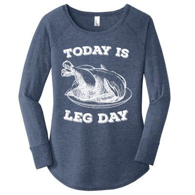 Turkey It's Leg Day Gift Workout Gift Funny Thanksgiving Gift Women's Perfect Tri Tunic Long Sleeve Shirt