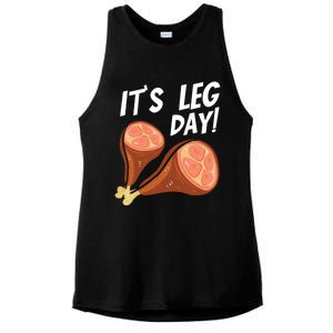 Turkey It's Leg Day Thanksgiving Workout Chicken Legs Funny Gift Ladies PosiCharge Tri-Blend Wicking Tank