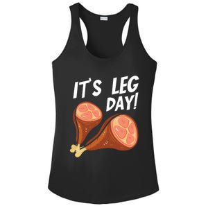 Turkey It's Leg Day Thanksgiving Workout Chicken Legs Funny Gift Ladies PosiCharge Competitor Racerback Tank