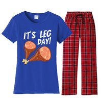 Turkey It's Leg Day Thanksgiving Workout Chicken Legs Funny Gift Women's Flannel Pajama Set