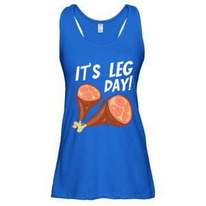 Turkey It's Leg Day Thanksgiving Workout Chicken Legs Funny Gift Ladies Essential Flowy Tank