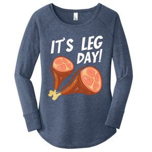 Turkey It's Leg Day Thanksgiving Workout Chicken Legs Funny Gift Women's Perfect Tri Tunic Long Sleeve Shirt