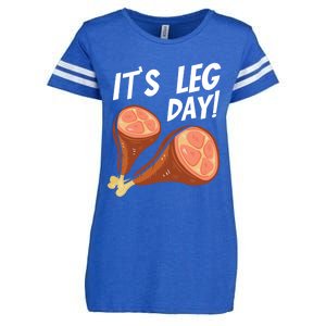 Turkey It's Leg Day Thanksgiving Workout Chicken Legs Funny Gift Enza Ladies Jersey Football T-Shirt