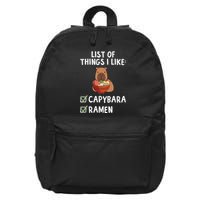 Things I Like Capybara Lover Capybara Girl Capybara Boy 16 in Basic Backpack