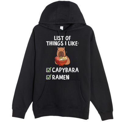 Things I Like Capybara Lover Capybara Girl Capybara Boy Premium Pullover Hoodie