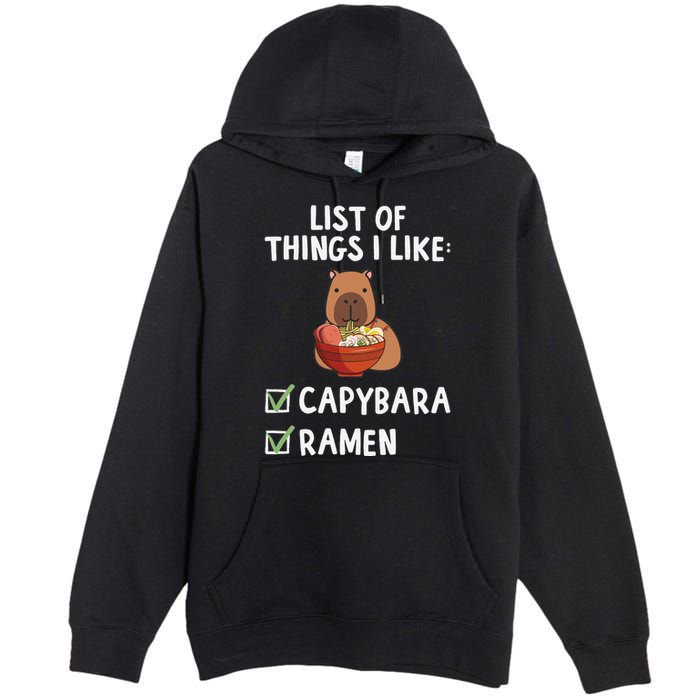 Things I Like Capybara Lover Capybara Girl Capybara Boy Premium Pullover Hoodie