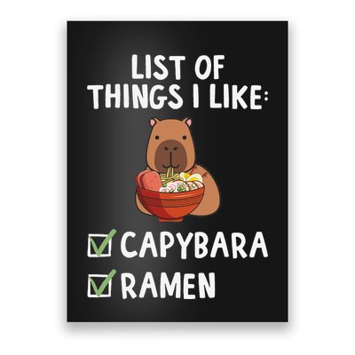 Things I Like Capybara Lover Capybara Girl Capybara Boy Poster