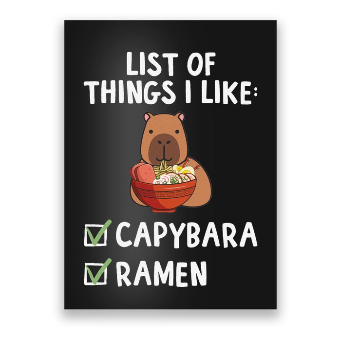 Things I Like Capybara Lover Capybara Girl Capybara Boy Poster