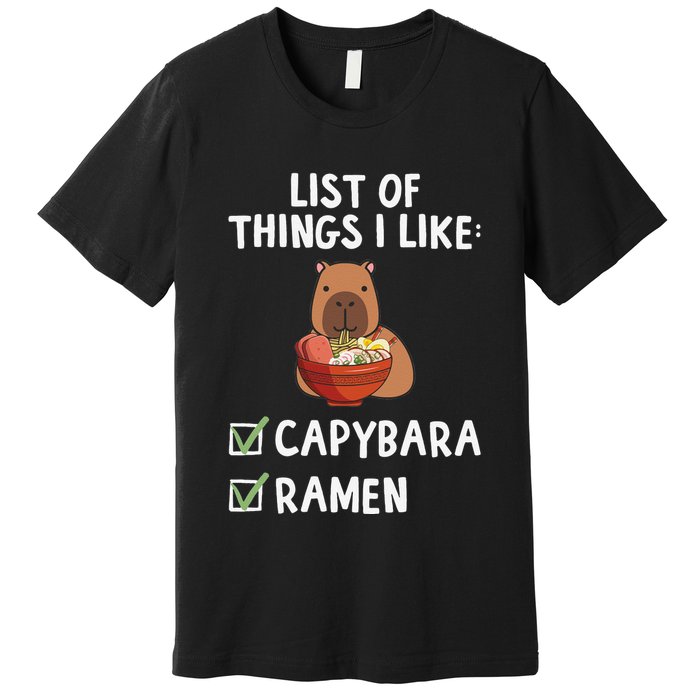 Things I Like Capybara Lover Capybara Girl Capybara Boy Premium T-Shirt
