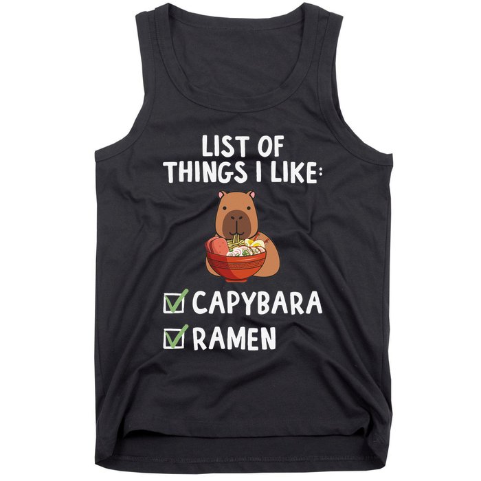Things I Like Capybara Lover Capybara Girl Capybara Boy Tank Top