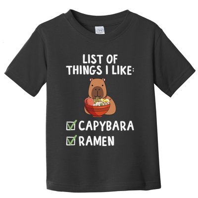 Things I Like Capybara Lover Capybara Girl Capybara Boy Toddler T-Shirt