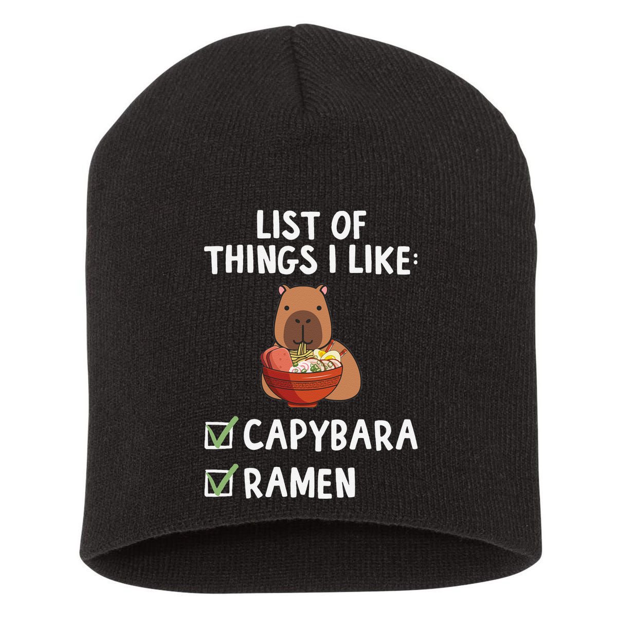 Things I Like Capybara Lover Capybara Girl Capybara Boy Short Acrylic Beanie