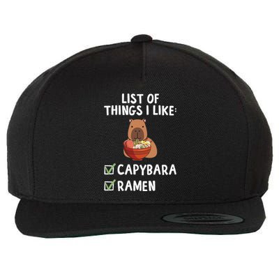 Things I Like Capybara Lover Capybara Girl Capybara Boy Wool Snapback Cap