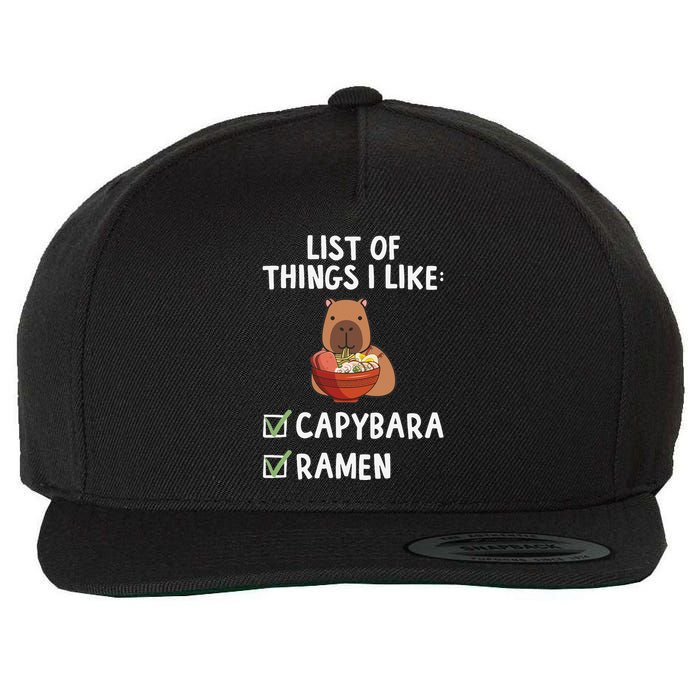 Things I Like Capybara Lover Capybara Girl Capybara Boy Wool Snapback Cap