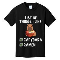 Things I Like Capybara Lover Capybara Girl Capybara Boy Kids T-Shirt