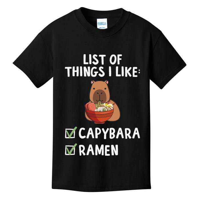 Things I Like Capybara Lover Capybara Girl Capybara Boy Kids T-Shirt