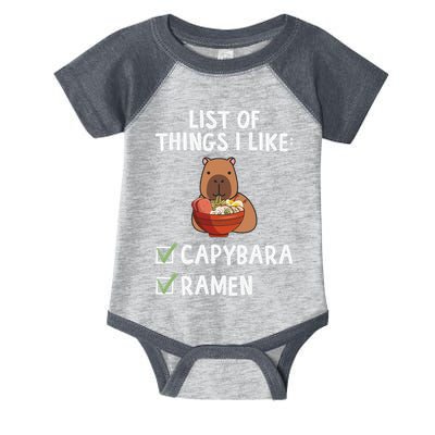 Things I Like Capybara Lover Capybara Girl Capybara Boy Infant Baby Jersey Bodysuit