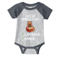 Things I Like Capybara Lover Capybara Girl Capybara Boy Infant Baby Jersey Bodysuit