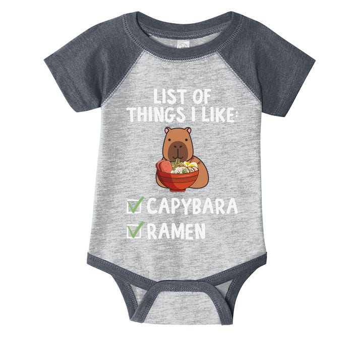 Things I Like Capybara Lover Capybara Girl Capybara Boy Infant Baby Jersey Bodysuit