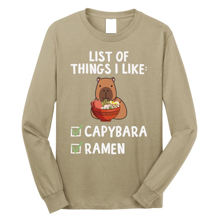 Things I Like Capybara Lover Capybara Girl Capybara Boy Long Sleeve Shirt
