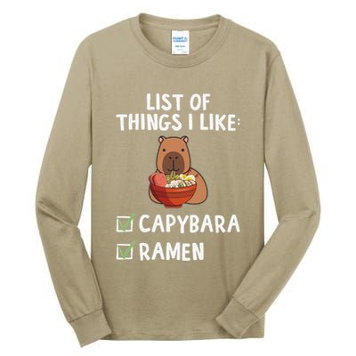 Things I Like Capybara Lover Capybara Girl Capybara Boy Tall Long Sleeve T-Shirt