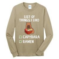 Things I Like Capybara Lover Capybara Girl Capybara Boy Tall Long Sleeve T-Shirt