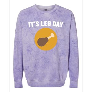 Thanksgiving It's Leg Day Funny Turkey Workout Cool Gift Colorblast Crewneck Sweatshirt