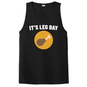 Thanksgiving It's Leg Day Funny Turkey Workout Cool Gift PosiCharge Competitor Tank