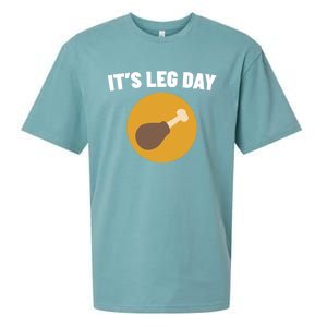 Thanksgiving It's Leg Day Funny Turkey Workout Cool Gift Sueded Cloud Jersey T-Shirt