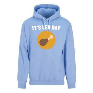 Thanksgiving It's Leg Day Funny Turkey Workout Cool Gift Unisex Surf Hoodie