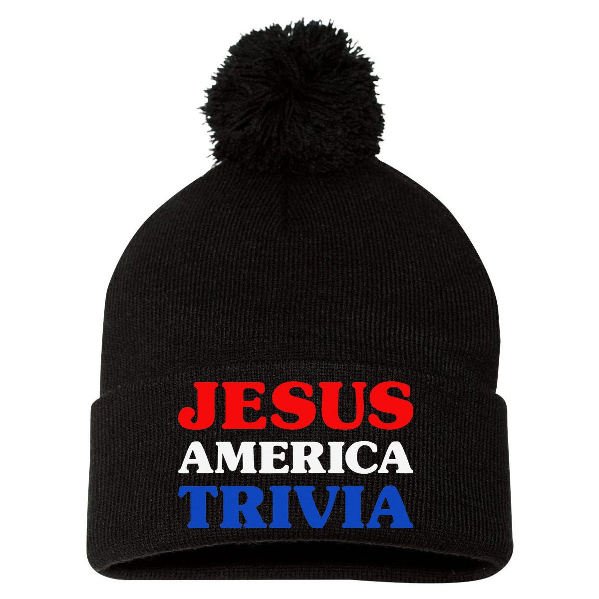 Trivia I Love Trivia Jesus And Trivia For Trivia Night Pom Pom 12in Knit Beanie