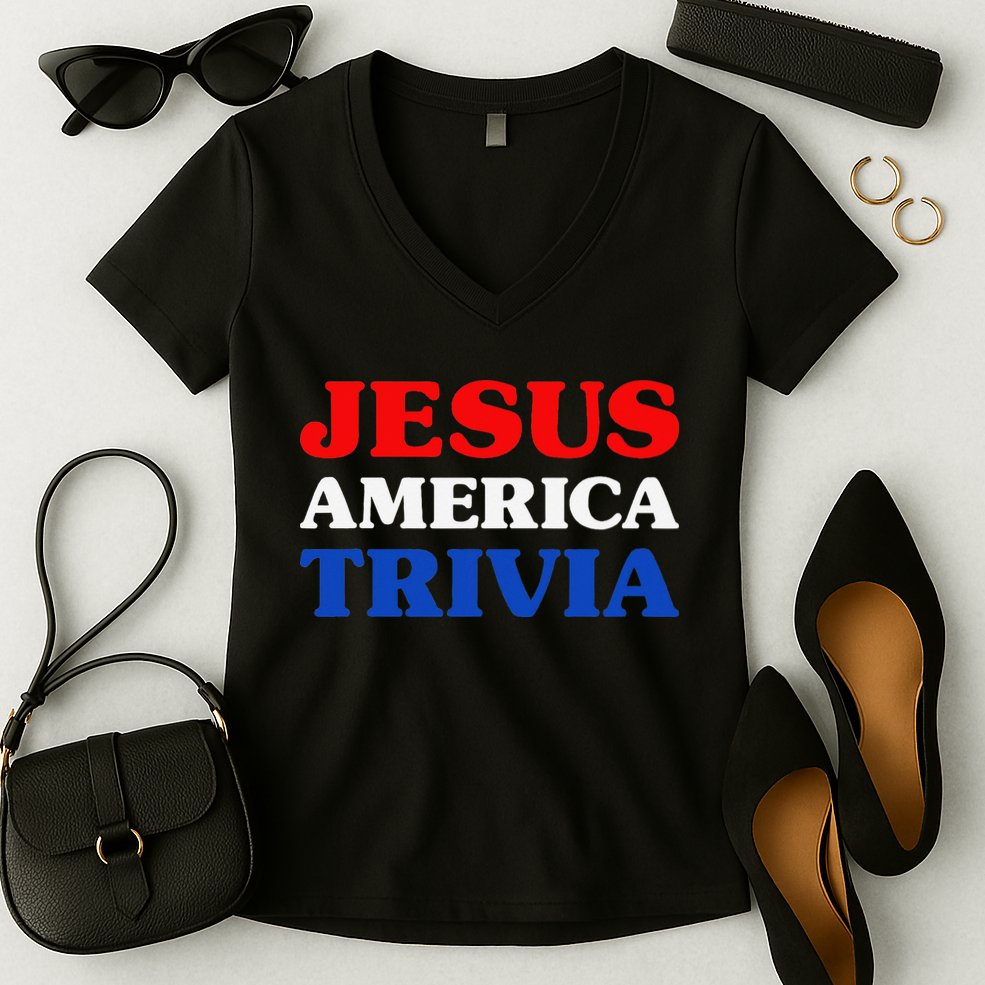 Trivia I Love Trivia Jesus And Trivia For Trivia Night Women's V-Neck T-Shirt