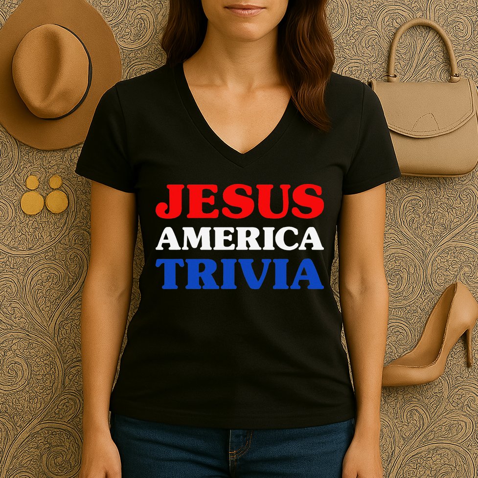 Trivia I Love Trivia Jesus And Trivia For Trivia Night Women's V-Neck T-Shirt