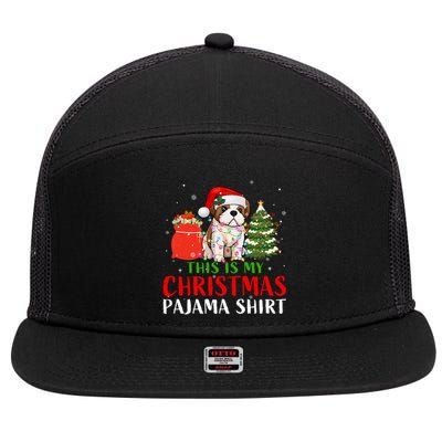 This Is My Christmas Pajama Shih Tzu Dog Xmas Dog Lover Cool Gift 7 Panel Mesh Trucker Snapback Hat