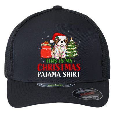 This Is My Christmas Pajama Shih Tzu Dog Xmas Dog Lover Cool Gift Flexfit Unipanel Trucker Cap