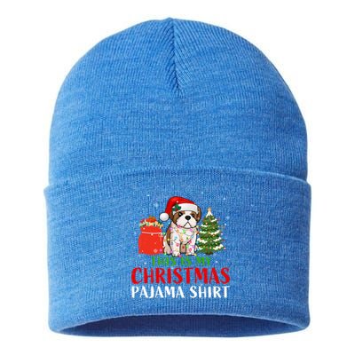 This Is My Christmas Pajama Shih Tzu Dog Xmas Dog Lover Cool Gift Sustainable Knit Beanie