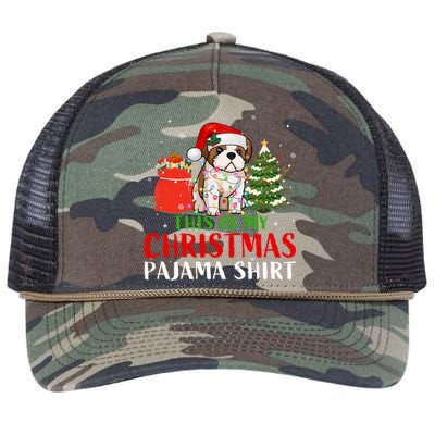 This Is My Christmas Pajama Shih Tzu Dog Xmas Dog Lover Cool Gift Retro Rope Trucker Hat Cap