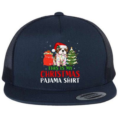 This Is My Christmas Pajama Shih Tzu Dog Xmas Dog Lover Cool Gift Flat Bill Trucker Hat