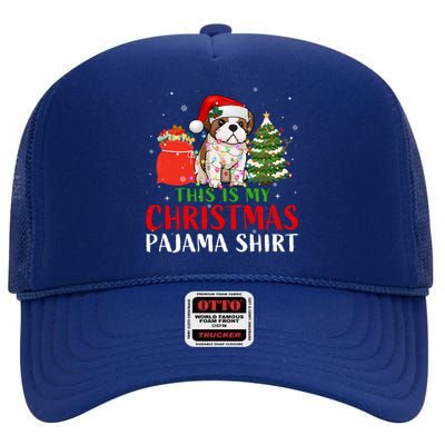 This Is My Christmas Pajama Shih Tzu Dog Xmas Dog Lover Cool Gift High Crown Mesh Back Trucker Hat