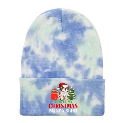 This Is My Christmas Pajama Shih Tzu Dog Xmas Dog Lover Cool Gift Tie Dye 12in Knit Beanie