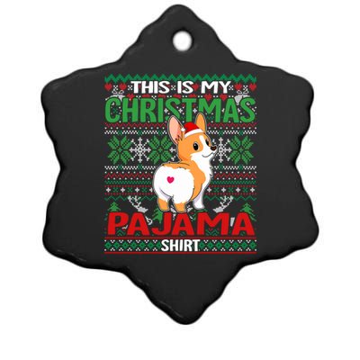 This Is My Christmas Corgi Dog Pajama Merry Xmas Meaningful Gift Ceramic Star Ornament