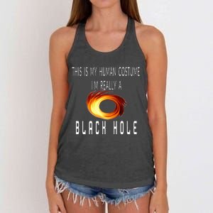 This Is My Human Costume Black Hole Halloween Women's Knotted Racerback Tank