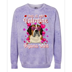 This Is My Valentine Pajama Gift St Bernard Lovers Gift Colorblast Crewneck Sweatshirt