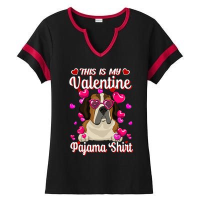 This Is My Valentine Pajama Gift St Bernard Lovers Gift Ladies Halftime Notch Neck Tee